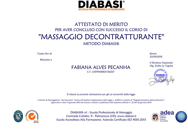 ATTESTATO MASSAGGIO DECONTRATTURANTE